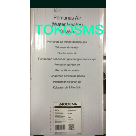 water heater gas modena GI 6A V modena GI6AV pemanas GI 6AV