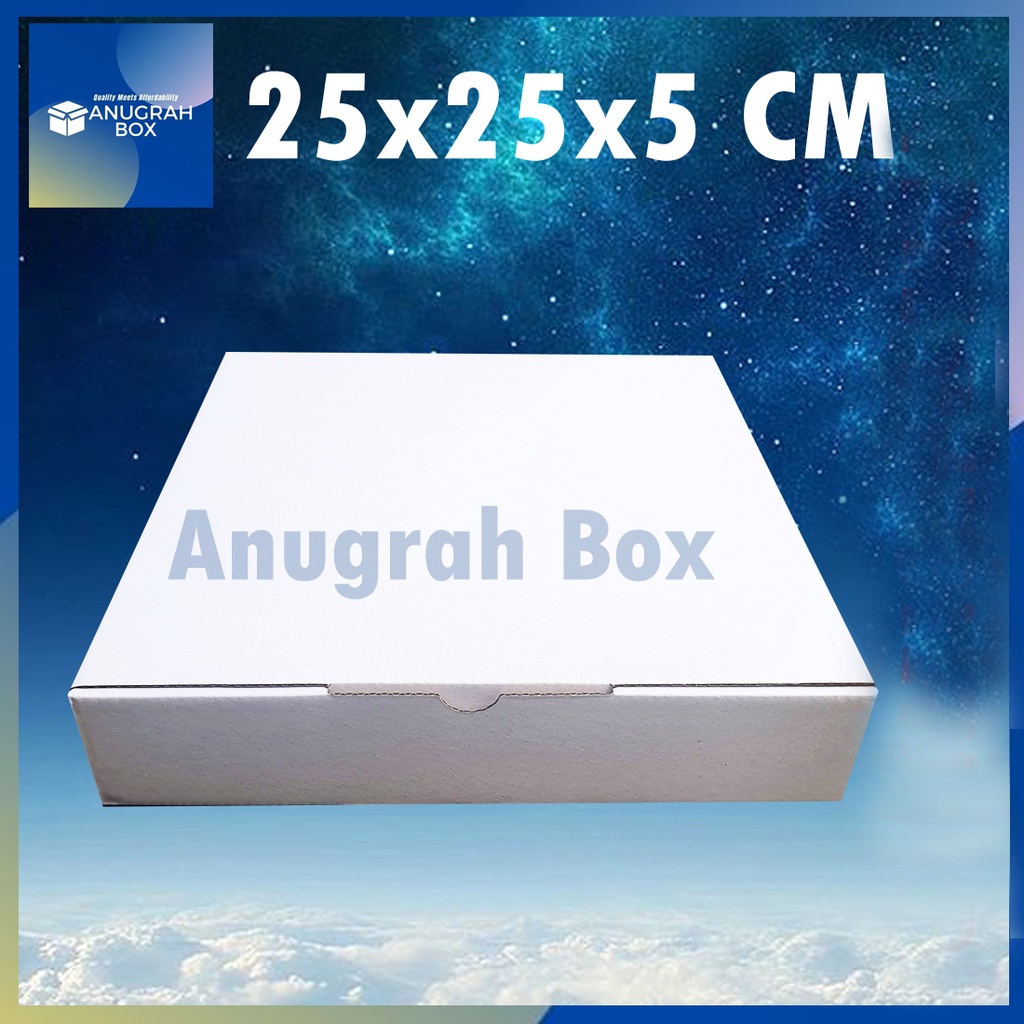 

Kardus PUTIH uk. 25x25x5 cm (ECER) Diecut box packing kotak aksesories,kue,dll model box pizza