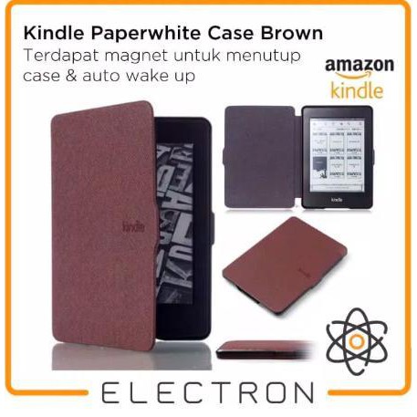 Kindle Paperwhite Case Coklat Brown - PU Leather Smart Magnetic Cover