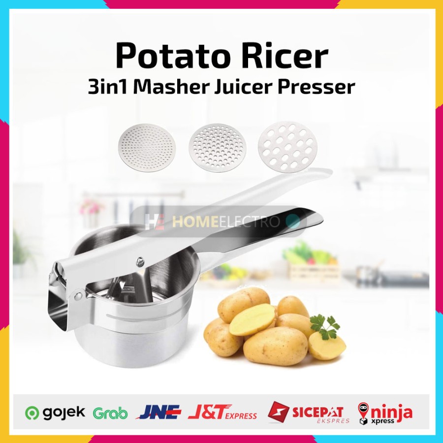 Potato Ricer 3 in 1 Masher Cetakan Presser Penghancur Pelumat Kentang