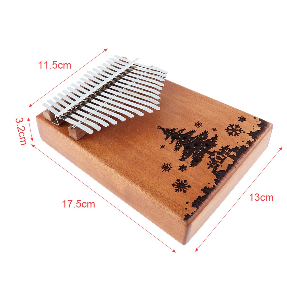 Alat Musik Kalimba 17 Tuts Bahan Kayu Mahoni Motif Pohon Natal Mbira