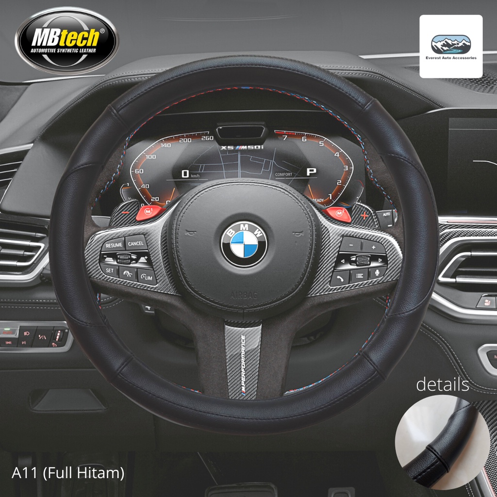 Cover Sarung Stir Steering Wheel Cover Bahan Kulit Universal Diameter 38cm - 40cm kulit MB Tech