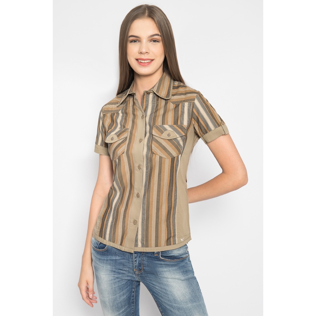 LGS - Kemeja Wanita - Lengan Pendek - Warna Coklat Kombinasi - LLSH.380.SL679.042.7C
