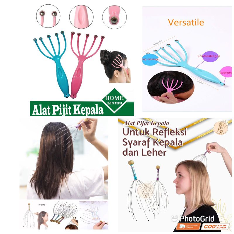 BOKOMA ALAT PIJAT KEPALA TERAPI KEPALA DAN BADAN ALAT REFLEKSI KEPADA BADAN  HEAD MASSAGER bokoma plastik alat pijit kepala bola besi 5 jari alat pijit gurita 5 mata