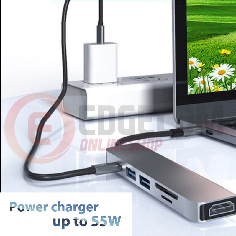 USB 3.1 Type C 6in1 to HDMI 4K, USB 3.0, Card Reader, Type-C PD HUB Converter