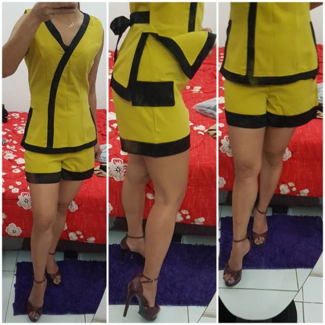 One set top hotpants stelan baju atasan celana wanita style korea fashion murah import bkk bangkok