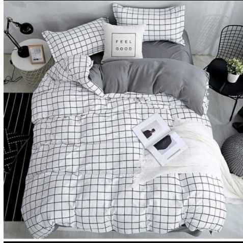 SPREI HOMEMADE NO.1 KOREAN STYLE AESTHETIC EMILY TARTAN ANJANA GRID KATUN DISPERSE - UKURAN 120, 160 &amp; 180