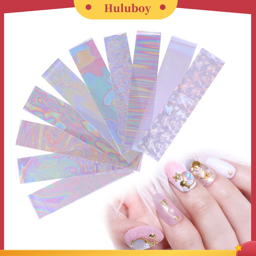 Huluboy Huluboy♡ 10 Rol Stiker Foil Transfer UV Gel Berkilau Untuk Dekorasi Manicure DIY