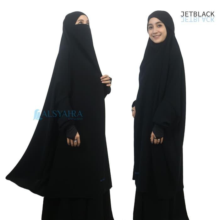 BAHAN BERKUALITAS FRENCH KHIMAR ZAHIRA XXL JETBLACK ALSYAHRA EXCLUSIVE 