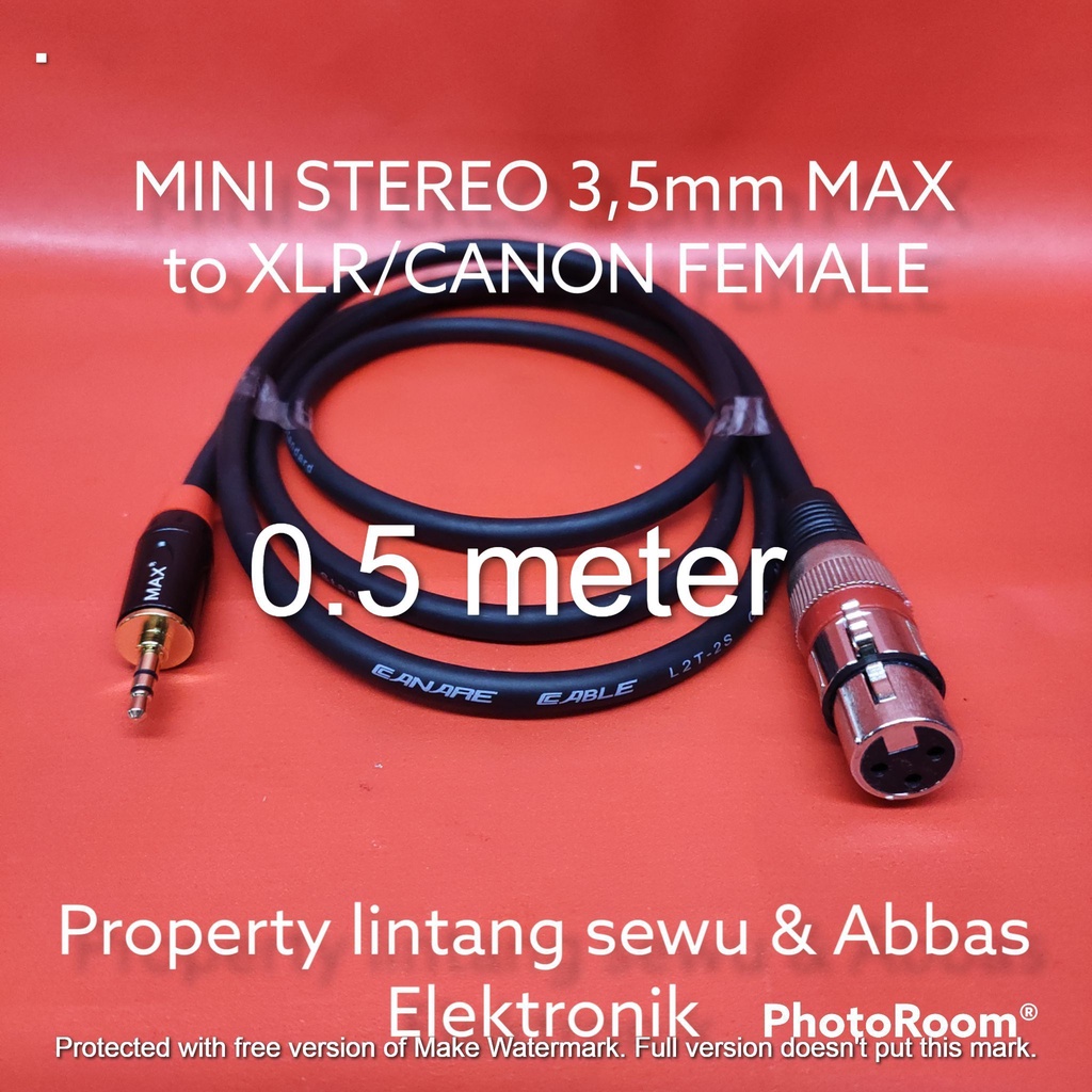 KABEL JEK MINI STEREO MAX TO XLR CANON FEMALE 0.5 meter