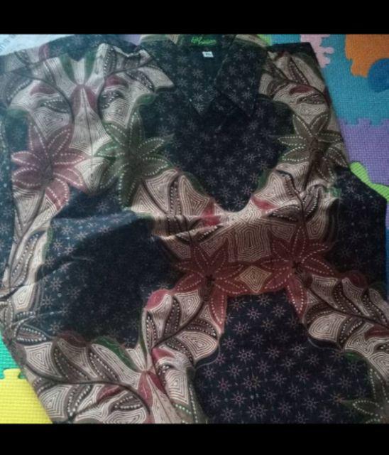Batik Solo Kembang Banyu Pendek Kemeja Pria Katun Halus Sragenan Full Furing