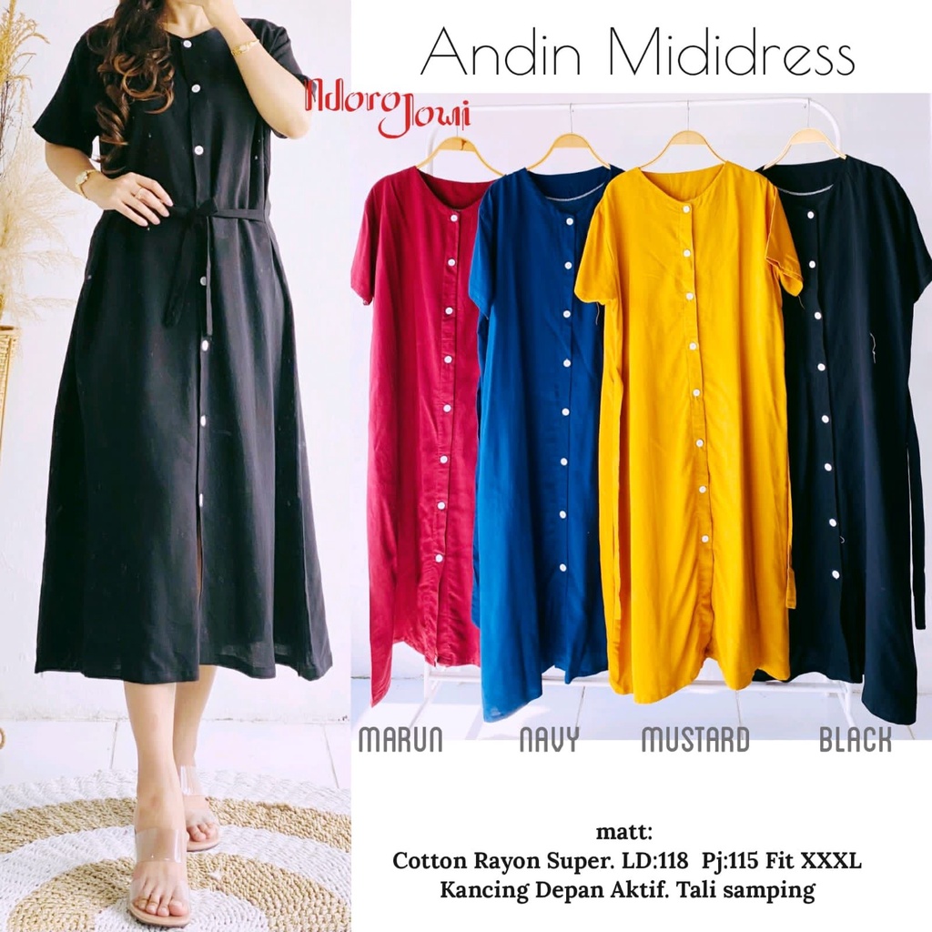 [BISA COD] ANDIN MIDI DRESS - HOMEYDRESS BUSUI - DASTER VIRAL - DASTER SULTAN - HOME DRESS RAYON ADEM