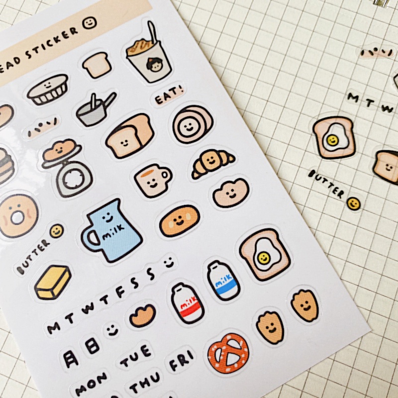 1pc Stiker Bentuk Roti Lucu Bahan Pvc Kualitas Tinggi Untuk Dekorasi Diary / Scrapbook