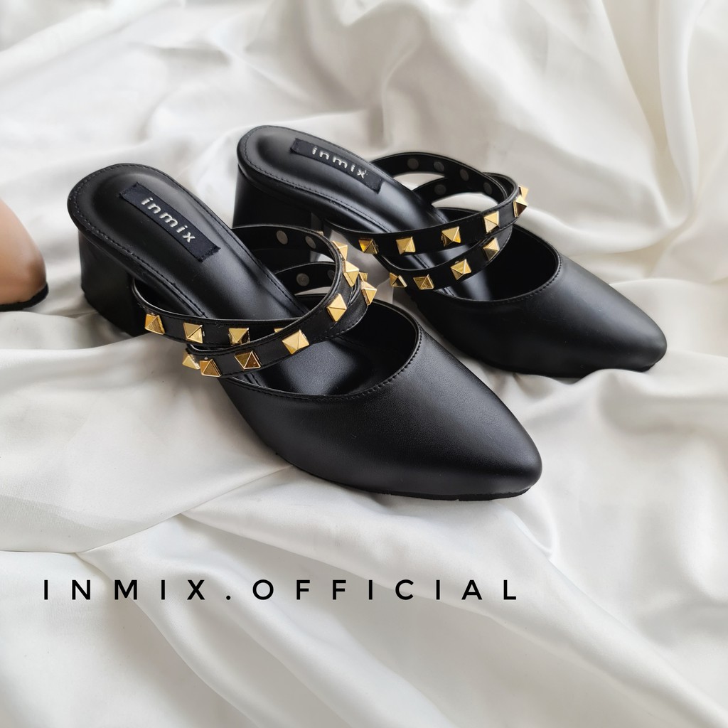 inmix - CALEA - Premium Imported Material Mules Heels 5cm - inmix Rubber Outsole-3