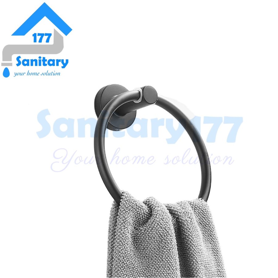 Towel Ring Handuk Stainless 304 Hitam 30204 -Gantungan Hooks Holder Handuk Kain Lap SUS 304 Black Matte