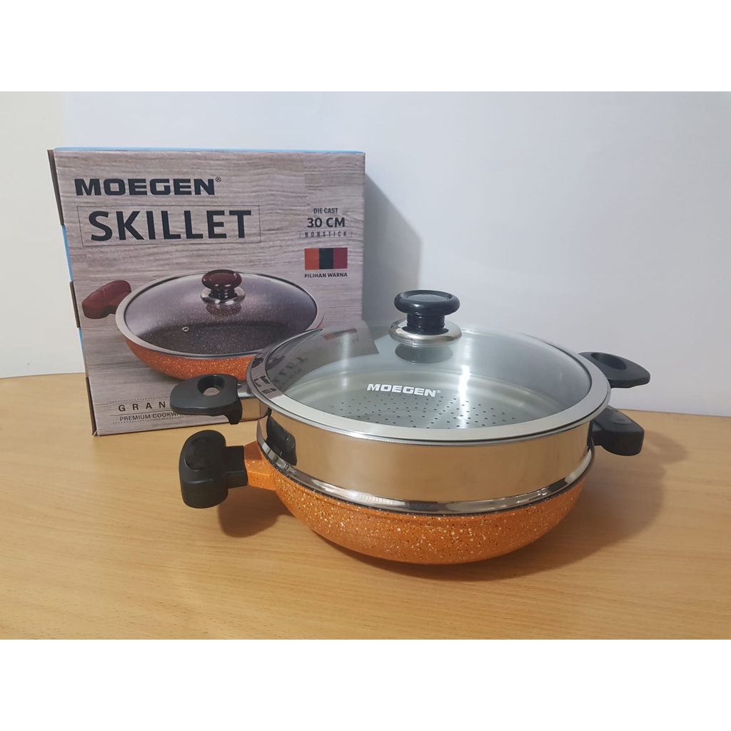 MOEGEN Germany Skillet 30cm Granite Series plus Steamer anti lengket