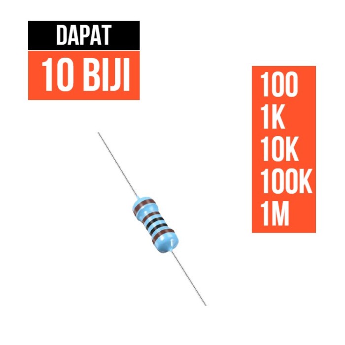 resistor 1/4 watt 0.25w 0.25 W 100 1k 10k 100k 1M