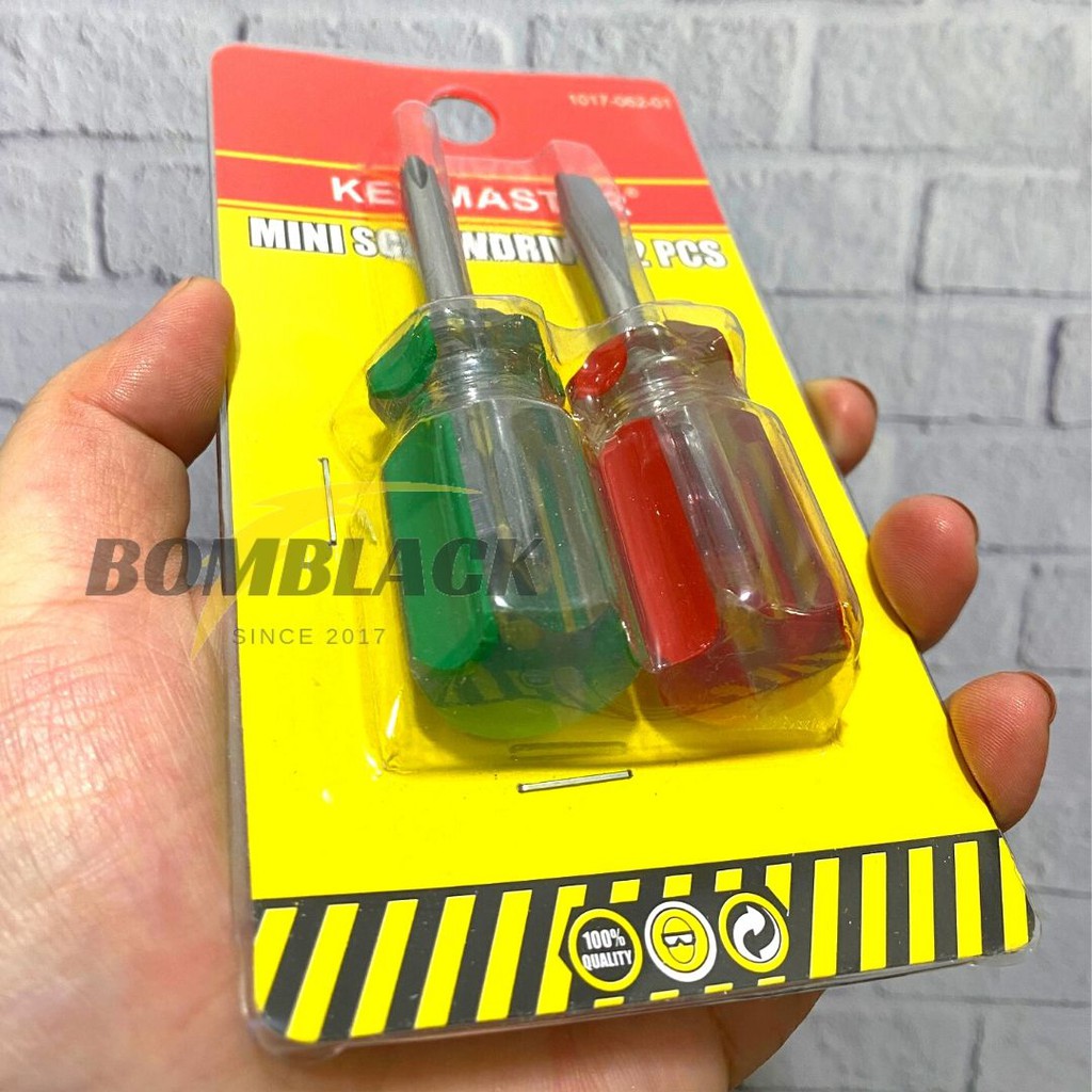 Obeng Kecil Set 2 pcs KENMASTER Mini Pendek Bogel Cebol Plus Minus