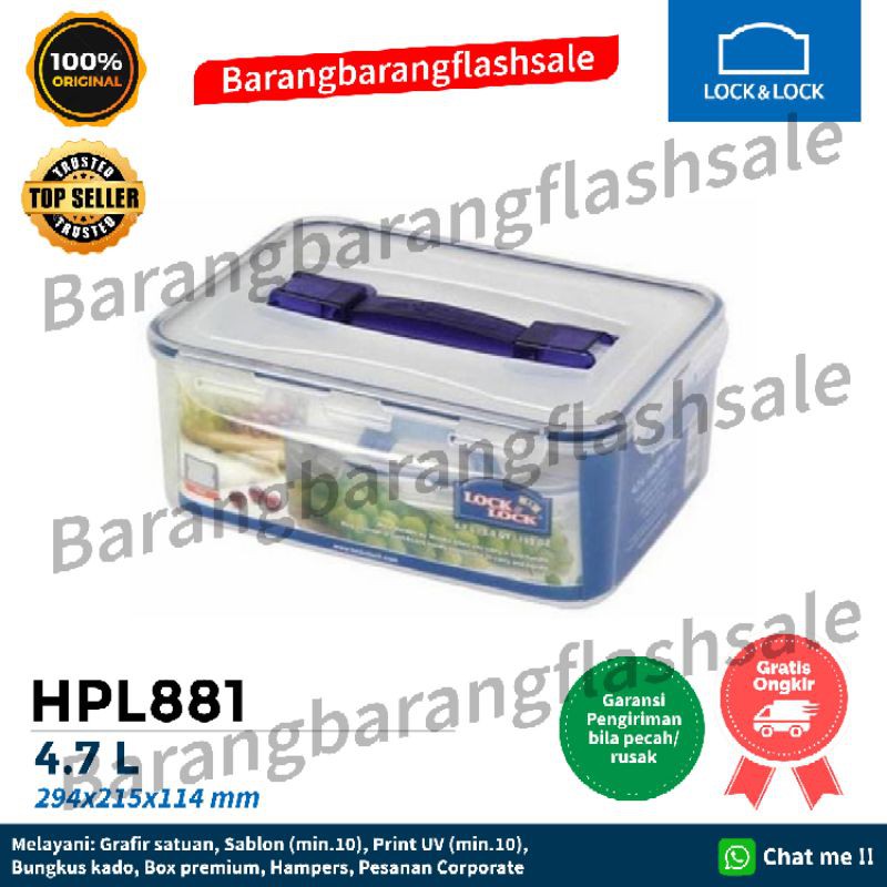 Lock n Lock Food Container 4.7L HPL881 with handle &amp; tray / wadah makanan saringan / wadah sayur