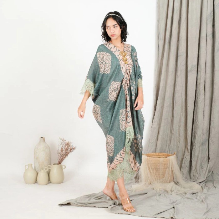 PROMO KAFTAN kaftan batik viscose semi sutra brocade/kaftan batik jumbo - G PUTIH RINJANI MURAH KEKI