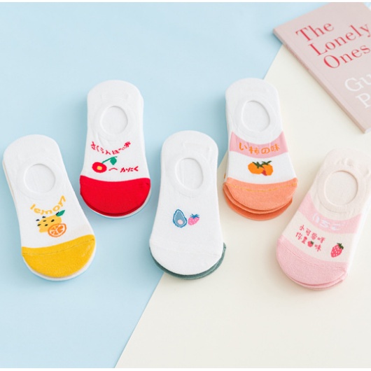 ⭐️𝐈𝐇𝐒 𝟑𝟏𝟒⭐️Kaos Kaki Pendek Invisible Socks Motif Buah Kaos Kaki Setumit Bawah Kaki Mata Fashion Japan-3