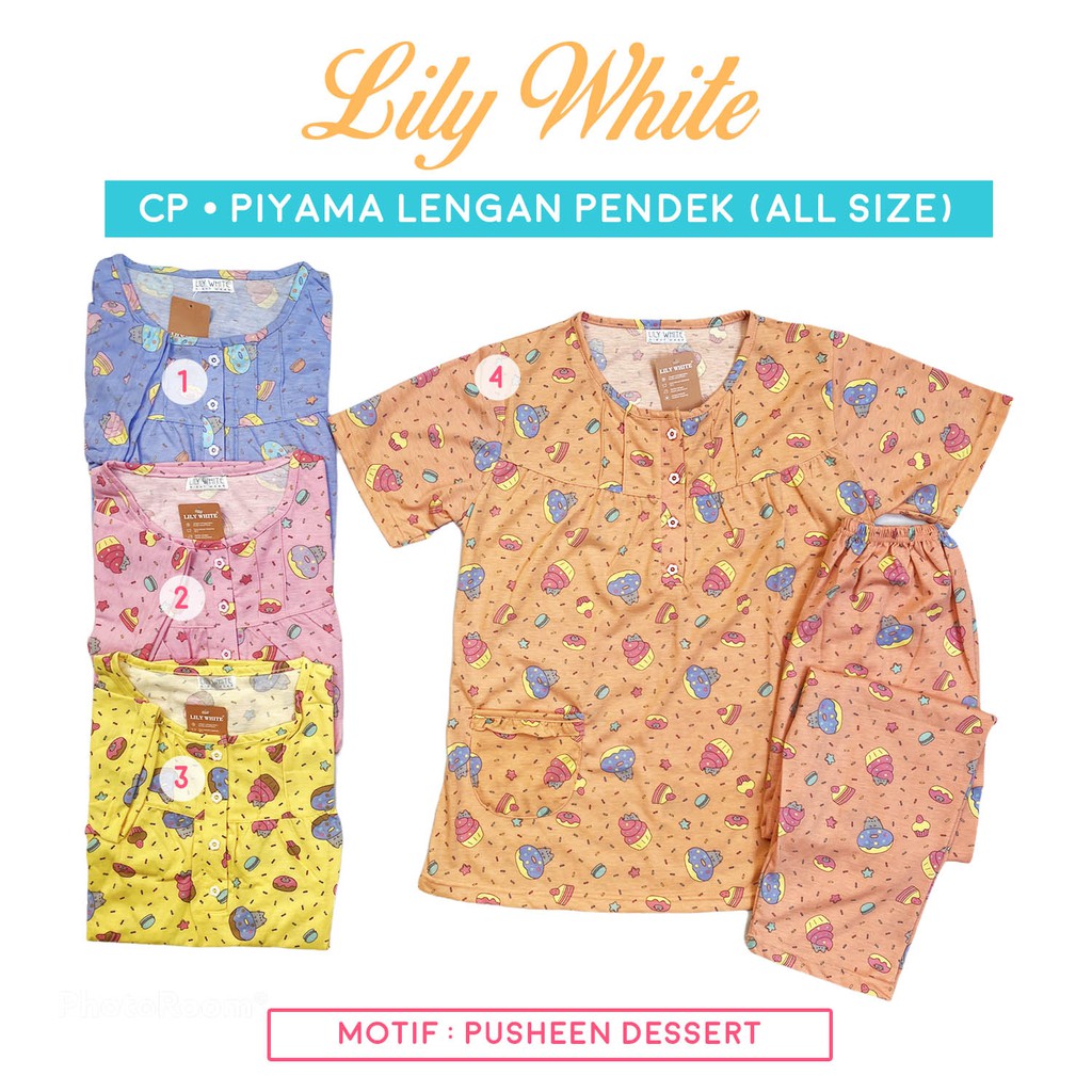 Piyama CP Lengan Pendek - Celana Panjang All Size LILY WHITE Anne Claire BabyDoll Baju Tidur