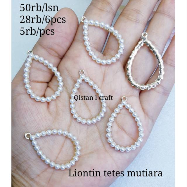 6pcs Bandul tetes mutiara