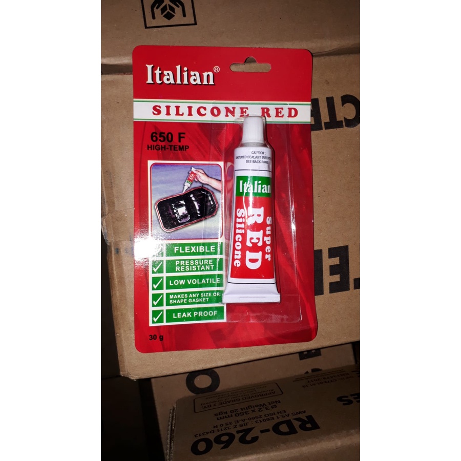 Italian Red Silicone 30 gram - Lem Silikon Sealer Merah