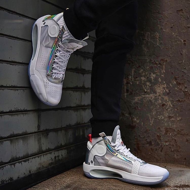 Sepatu Nike Air Jordan 34 Iridescent White Premium Original