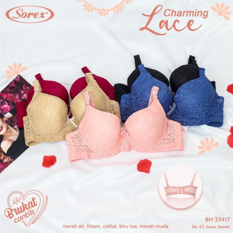 Charming BH Bra Renda Brukat Cantik Kawat 36-42 Sorex 33417 Original