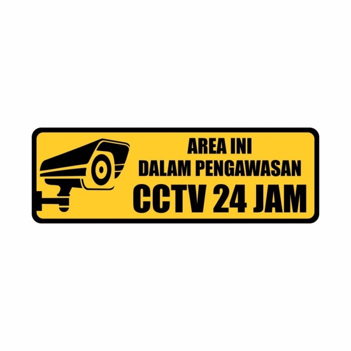 Rambu CCTV /stiker 5x20cm area ini dalam pengawasan cctv