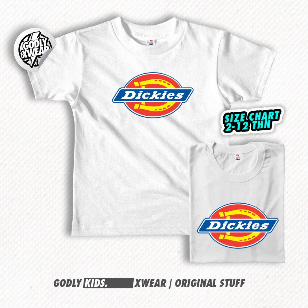 KAOS DISTRO ANAK DICKIES USIA1-12 TH / TERLARIS/ TERMURAH / MOTIF DEPAN GODLYKIDS