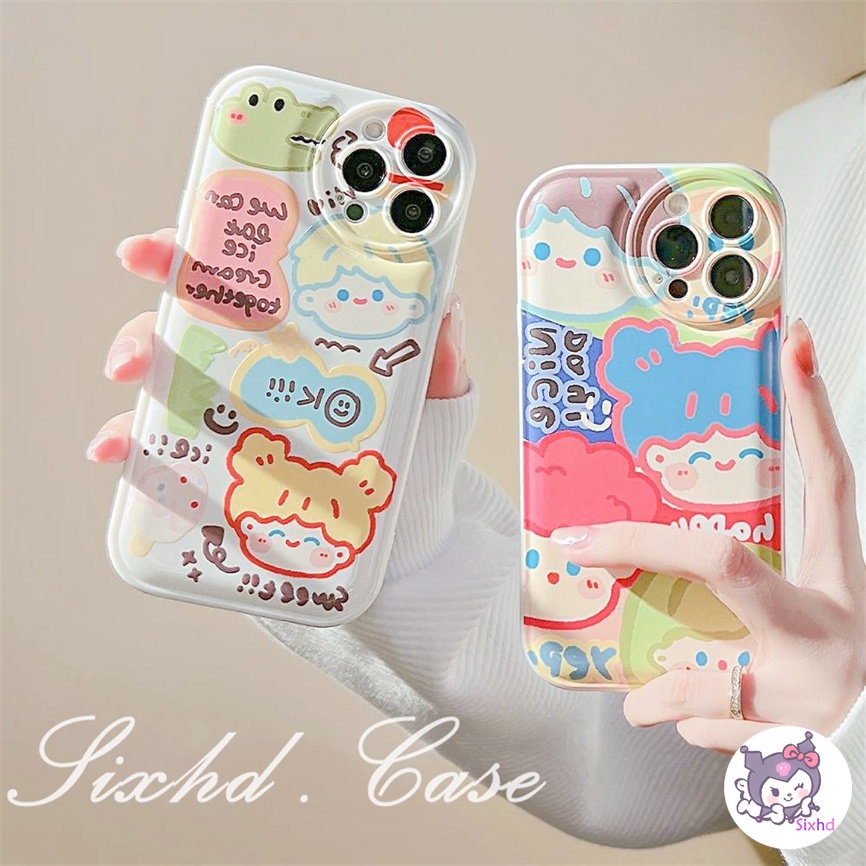 Redmi 12C 10C 10A 10 9C 9A 9T 9 Redmi Note 12 11 11s 10 9 8Pro Xiaomi 12X Mi 11Lite 11T 10T Poco F3 X3 X4Pro Cute Couple Doodle Air Cushion Phone Case Soft TPU Shockproof Protective Cover