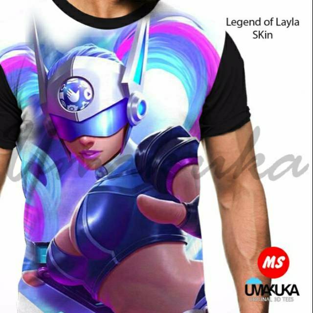 Kaos Mobile Legend Of Layla Skin Blue Spectre hero legends distro murah Umakuka 3d Fullprint PO