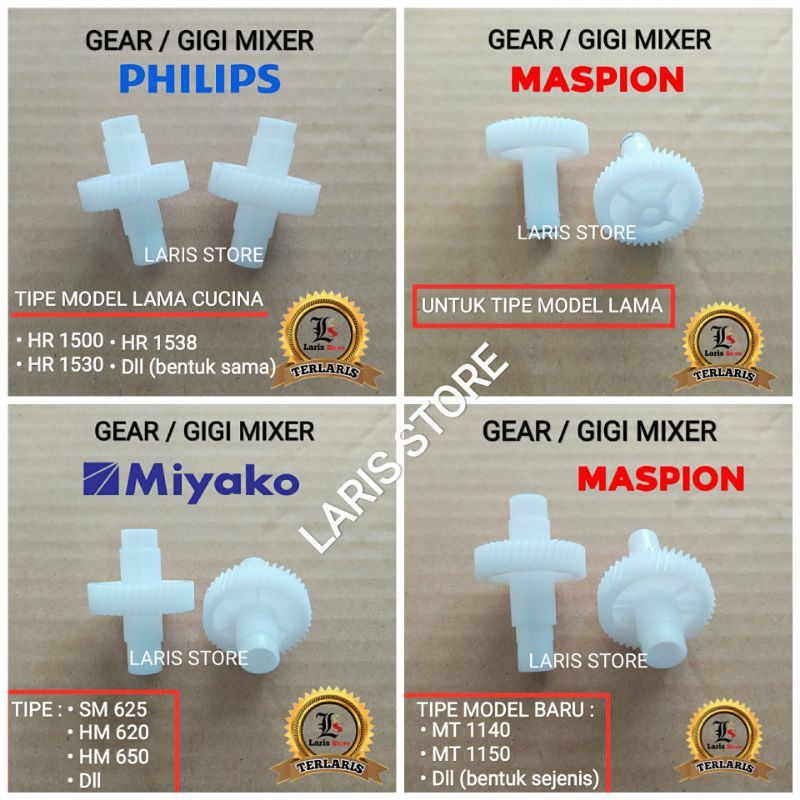 Gear Gigi Mixer Original Miyako Philips Maspion Tipe Model Baru Lama Sepasang 2pcs