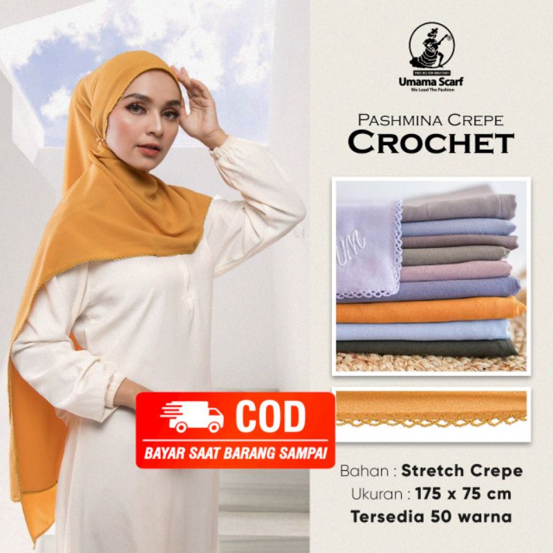 10 pcs pashmina crepe crochet umama picot surabaya oleh haji umroh sidoarjo malang madura mojokerto sby cod pamekasan krian