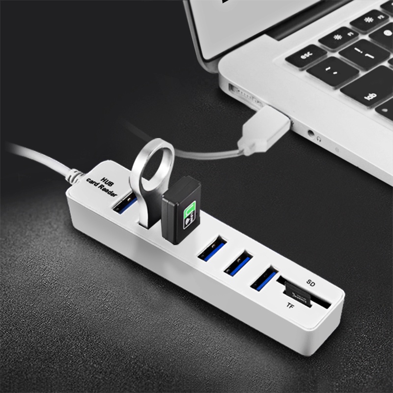 2 IN 1 USB HUB 6 PORT + CARD READER COMBO HITAM