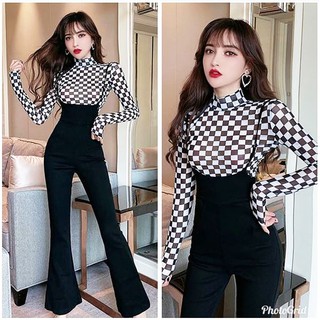 JES PS3175 set top blouse pants celana  panjang high waist  