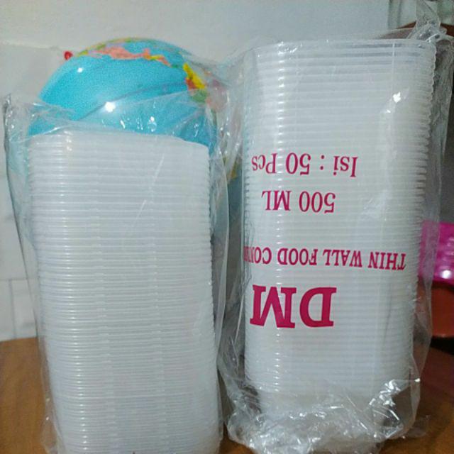 Thinwall / Plastik Food Container Makan Persegi 500 Ml Isi 50 Buah