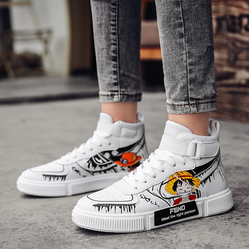 Terbaru Anime One Piece Monkey D Luffy Sepatu Import Pria Running Sneaker Tinggi Keren Murah Nyaman Kekinian Ringan 215