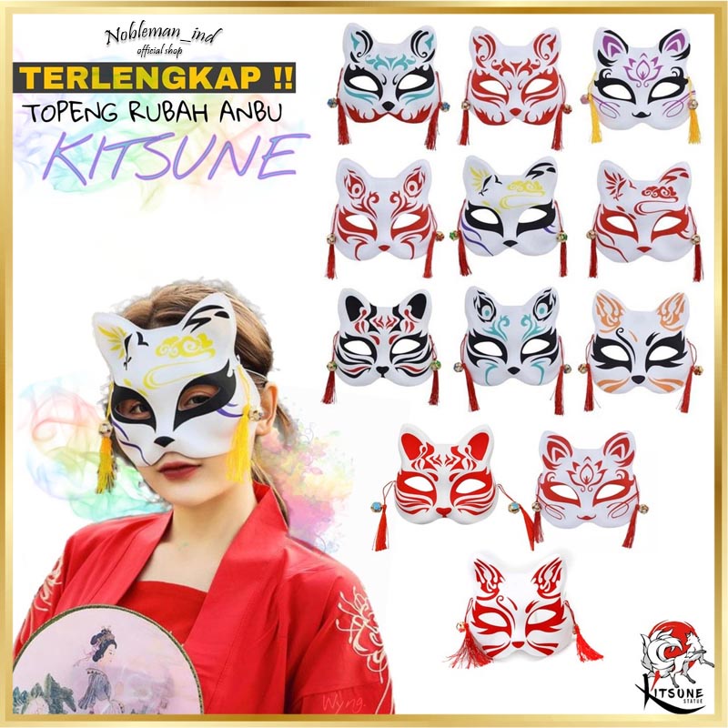 Topeng JEPANG Kitsune Premium Topeng Cosplay Ninja Japanese Topeng Rubah Jepang