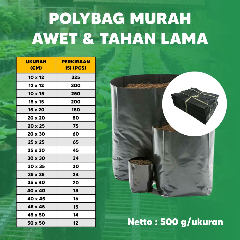 Polybag Plastik Tanaman Paket 500gr - Polibag - Poly Bag - Polibek Termurah - Terlaris 25x25 30x30