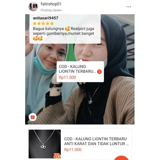 COD - KALUNG LIONTIN TERBARU ANTI KARAT DAN TIDAK LUNTUR WANITA/PRIA