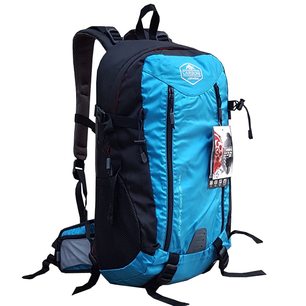 CARBONI TAS GUNUNG Carrier Frame Fiber Plat Allumunium Air Comfort Backing SistemTas AdventureWaterproof  Hiking 40 L  RA00062 - Blue 40L + Raincover Original