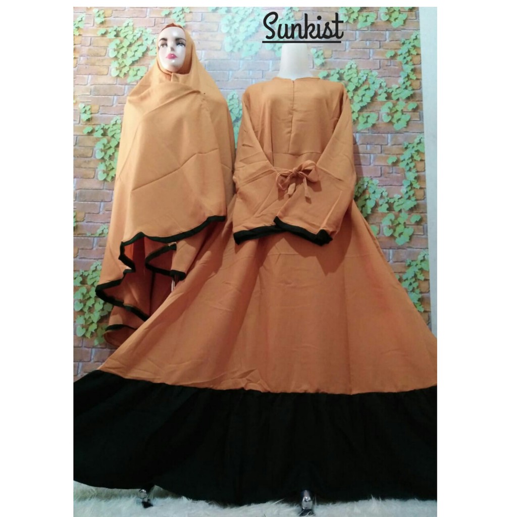 gamis set khimar wollycrepe mosscrepe syari busana muslim baju wanita putih haji umroh murah umrah