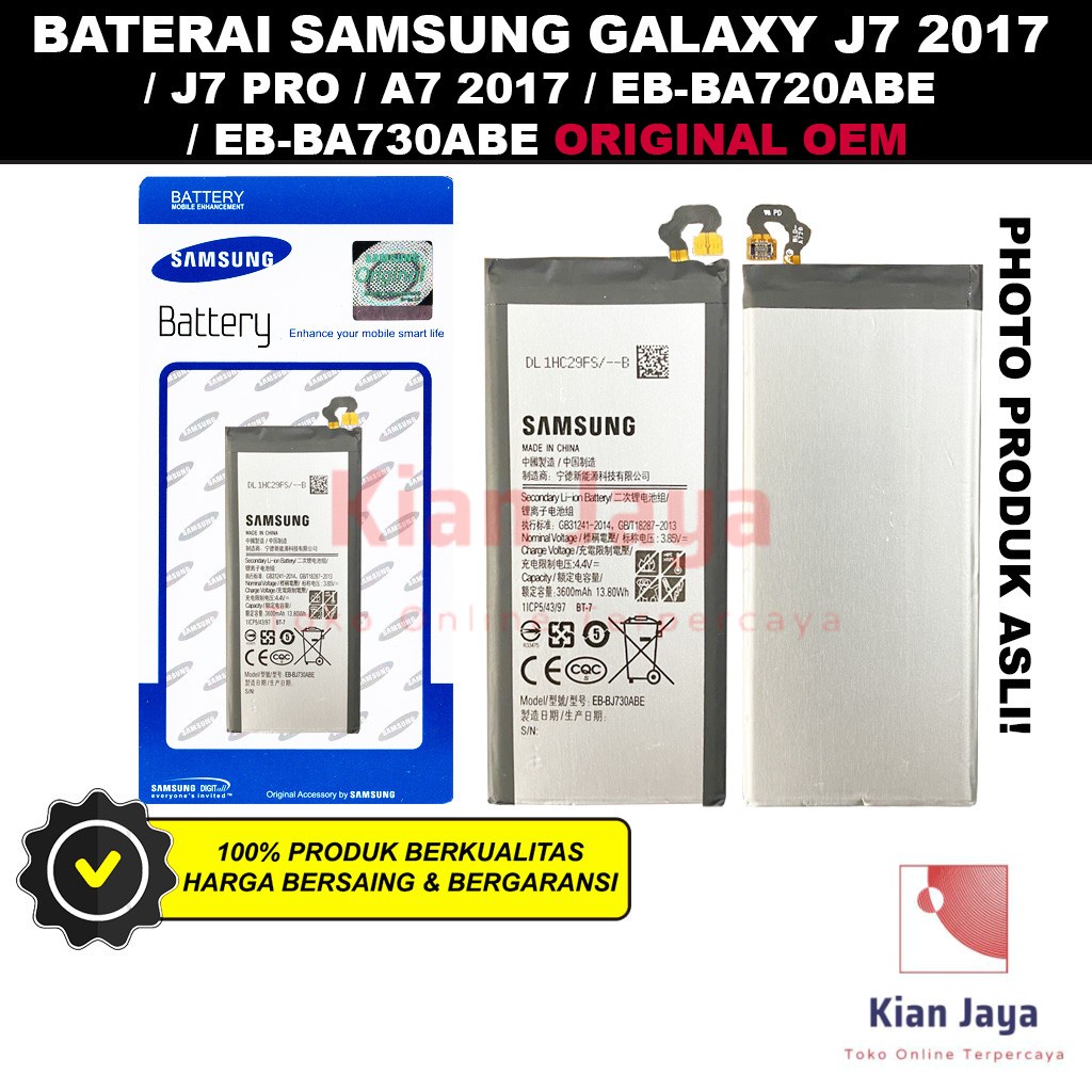 Baterai Samsung J7 PRO 2017 J730F A7 A720F Original OEM Batre Batrai Battery Hp EB-BA730ABE Ori