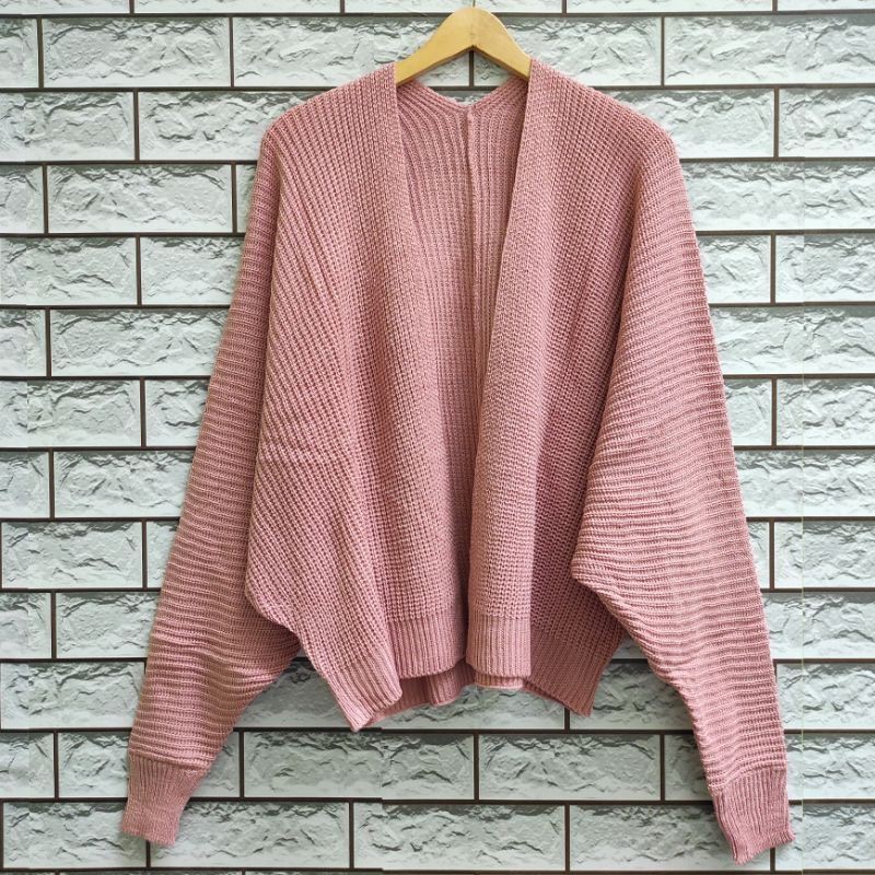 Cardigan Rajut OVERSIZE BATWING/Cardigan Rajut Wanita Tebal PREMIUM STORE09 MURAH-Dusty pink