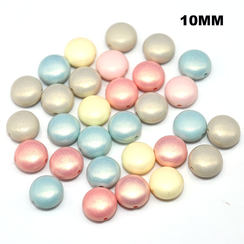 30pcs / lot Manik-Manik Spacer Bulat Warna Macaroon Matte Untuk Membuat Perhiasan Handmade DIY