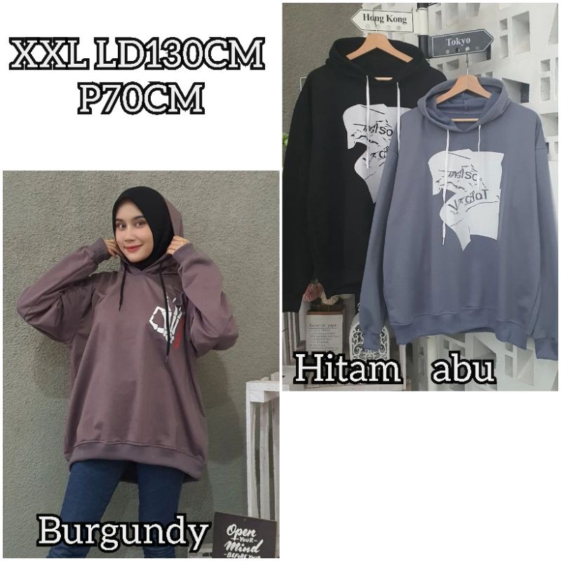 jolly hoodie sweater XXL wanita/sweater jumbo cewe LD 130cm/hoodie big size wanita/hoodie big size