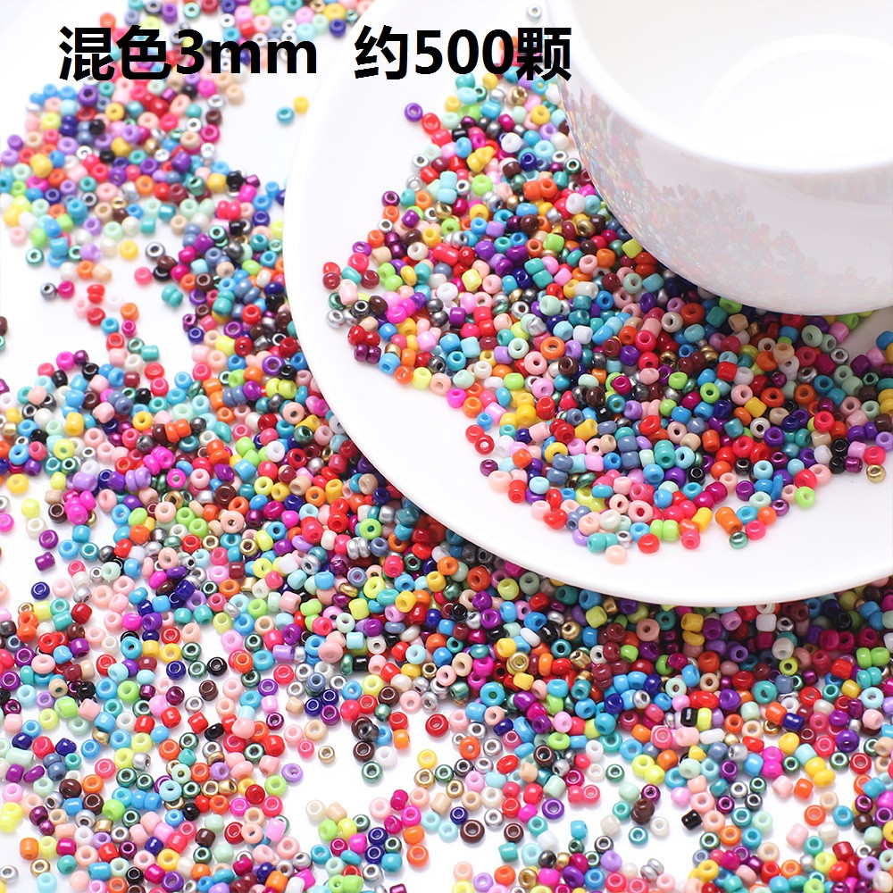 500pcs Manik-Manik Warna Campur Ukuran 3mm Untuk Membuat Perhiasan Kalung Gelang Dan Anting